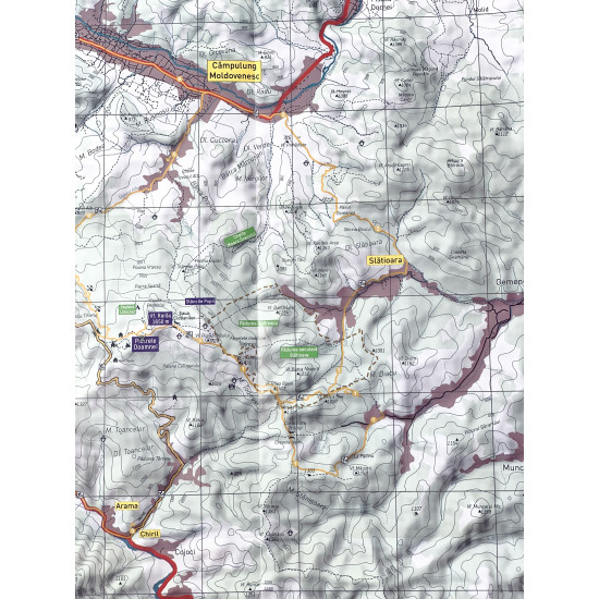 Munții Giumalău Rarău - Hartă cicloturistică